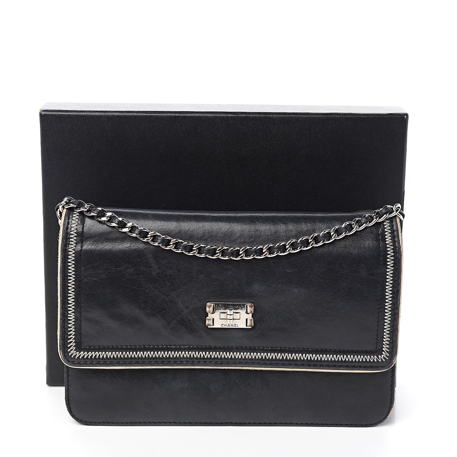 Chanel Lambskin Reissue Wallet On Chain WOC Black 13 of 13