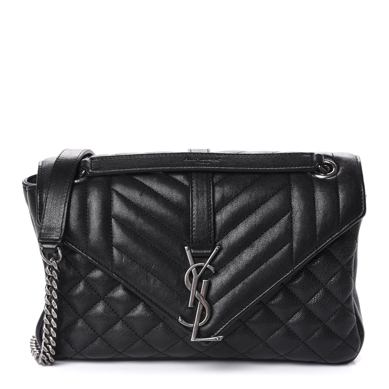 Saint Laurent Sheepskin Tri-Quilt Monogram Medium College Bag Black 1 of 11