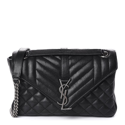 Saint Laurent Sheepskin Tri-Quilt Monogram Medium College Bag Black 1 of 11