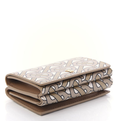 Burberry Grained Calfskin Monogram Double Flap Lark Wallet Beige 4 of 10