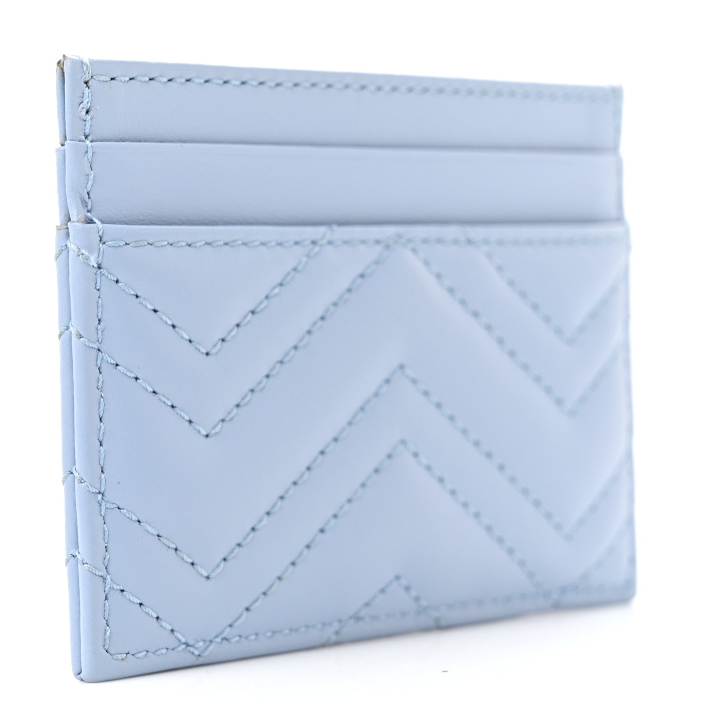 Gucci Calfskin Matelasse GG Marmont Card Holder Porcelain Light Blue 3 of 7