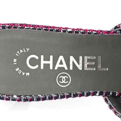 Chanel Tweed Grosgrain CC Mules 36.5 Purple Navy Grey Black 7 of 10