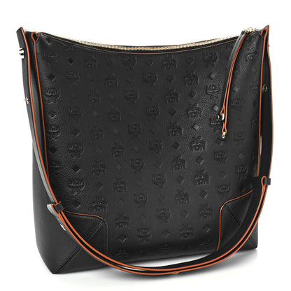 MCM Calfskin Ottomar Monogram Large Klara Hobo Black 3 of 8