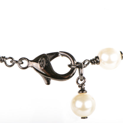 Chanel Ruthenium Pearl Beaded CC Short Necklace Black 4 of 4