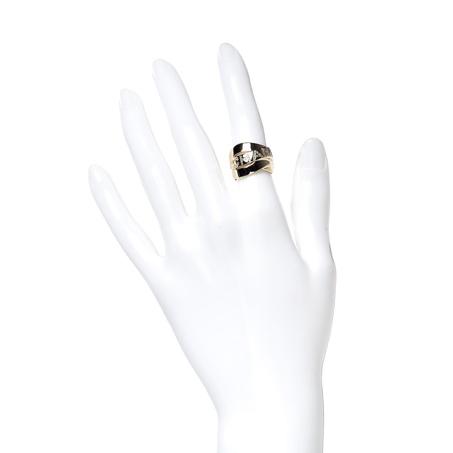 Chanel 18K Yellow Gold Diamond Bolduc Ring 49 4.75 2 of 7