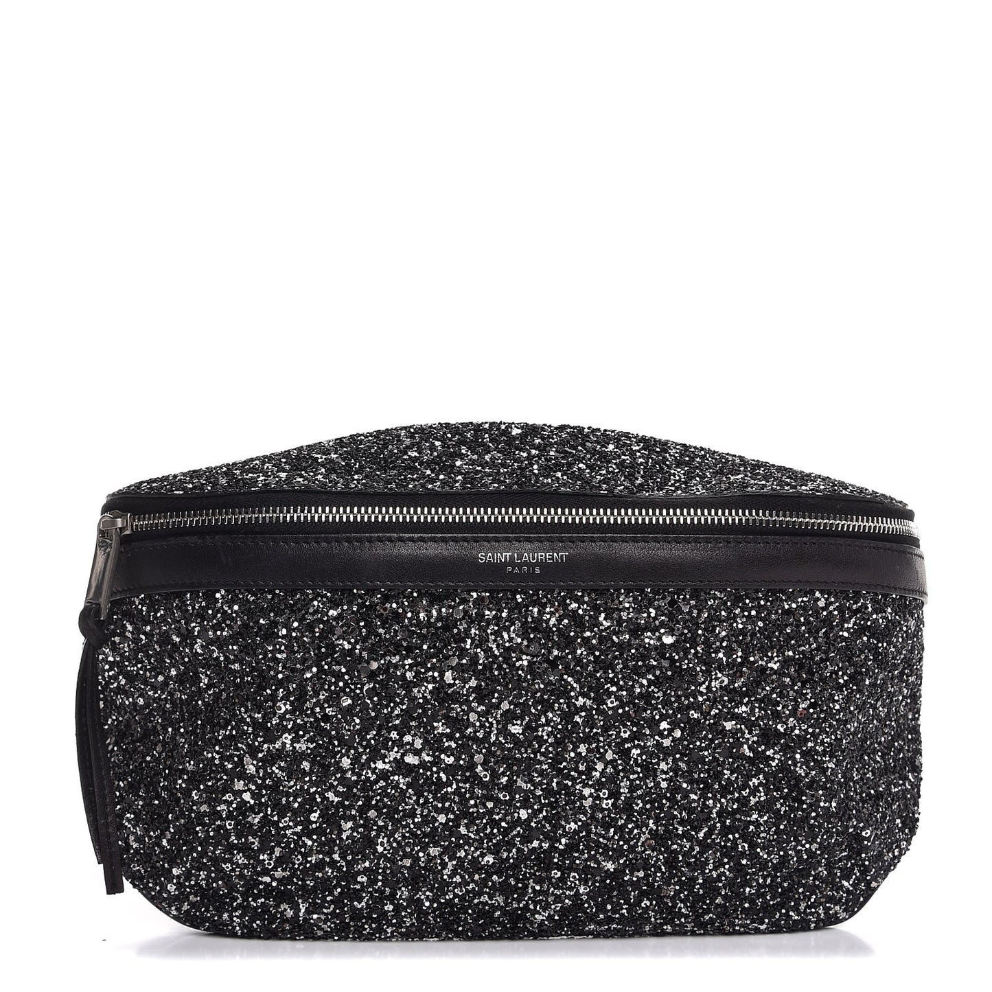 Lambskin Glitter Belt Bag Metallic Black