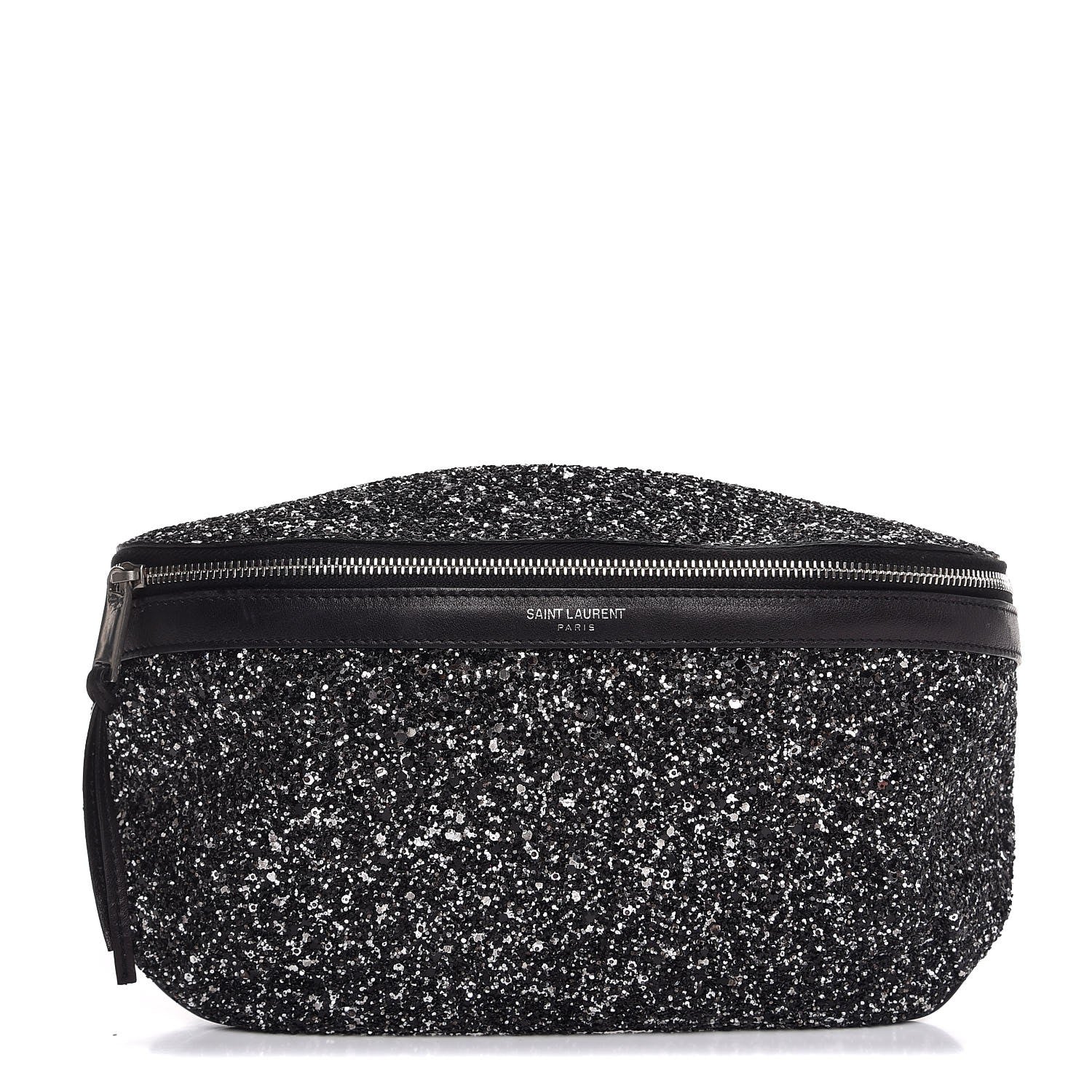 Saint Laurent Lambskin Glitter Belt Bag Metallic Black 1 of 8
