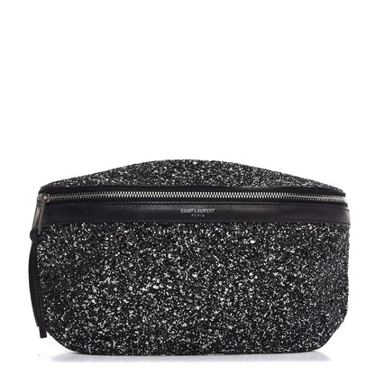 Saint Laurent Lambskin Glitter Belt Bag Metallic Black 1 of 8