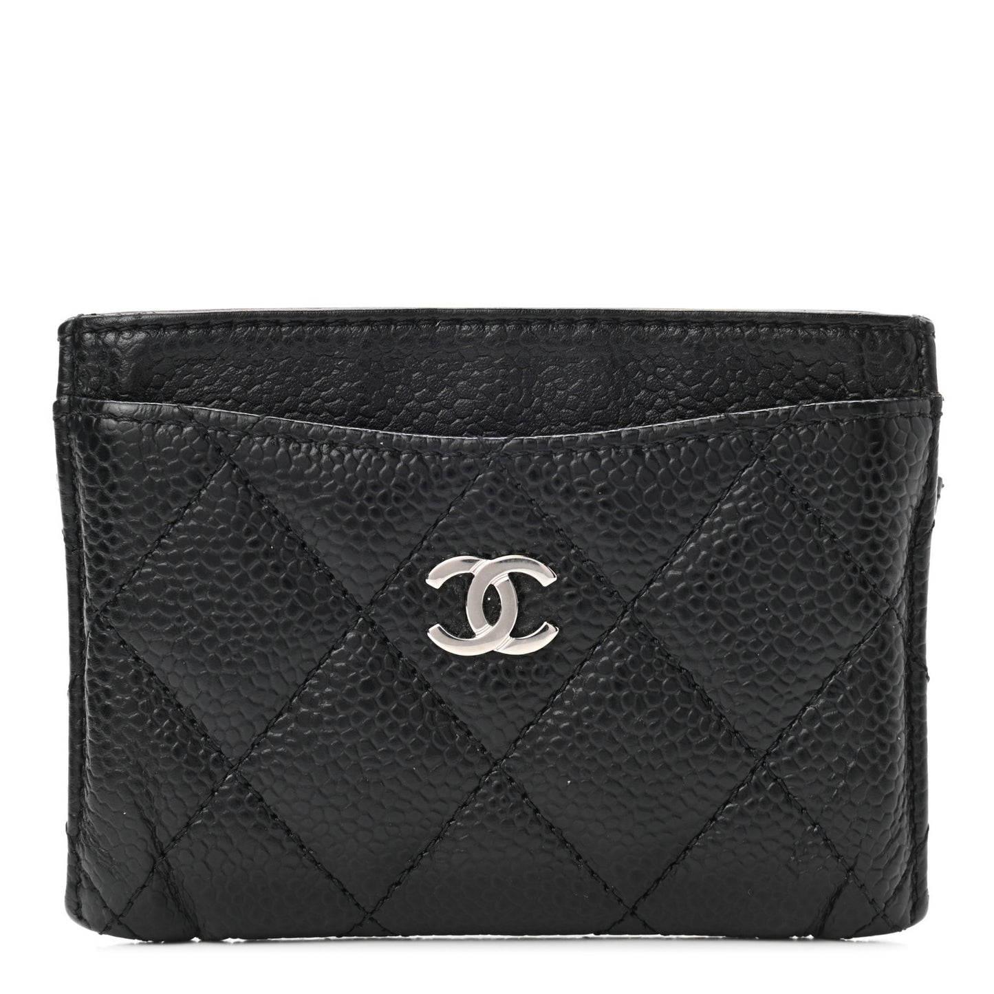 Caviar Quilted Card Holder Black