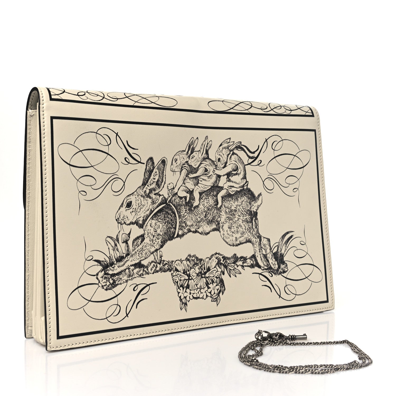 Gucci Calfskin Pouch Ivory Black 3 of 10