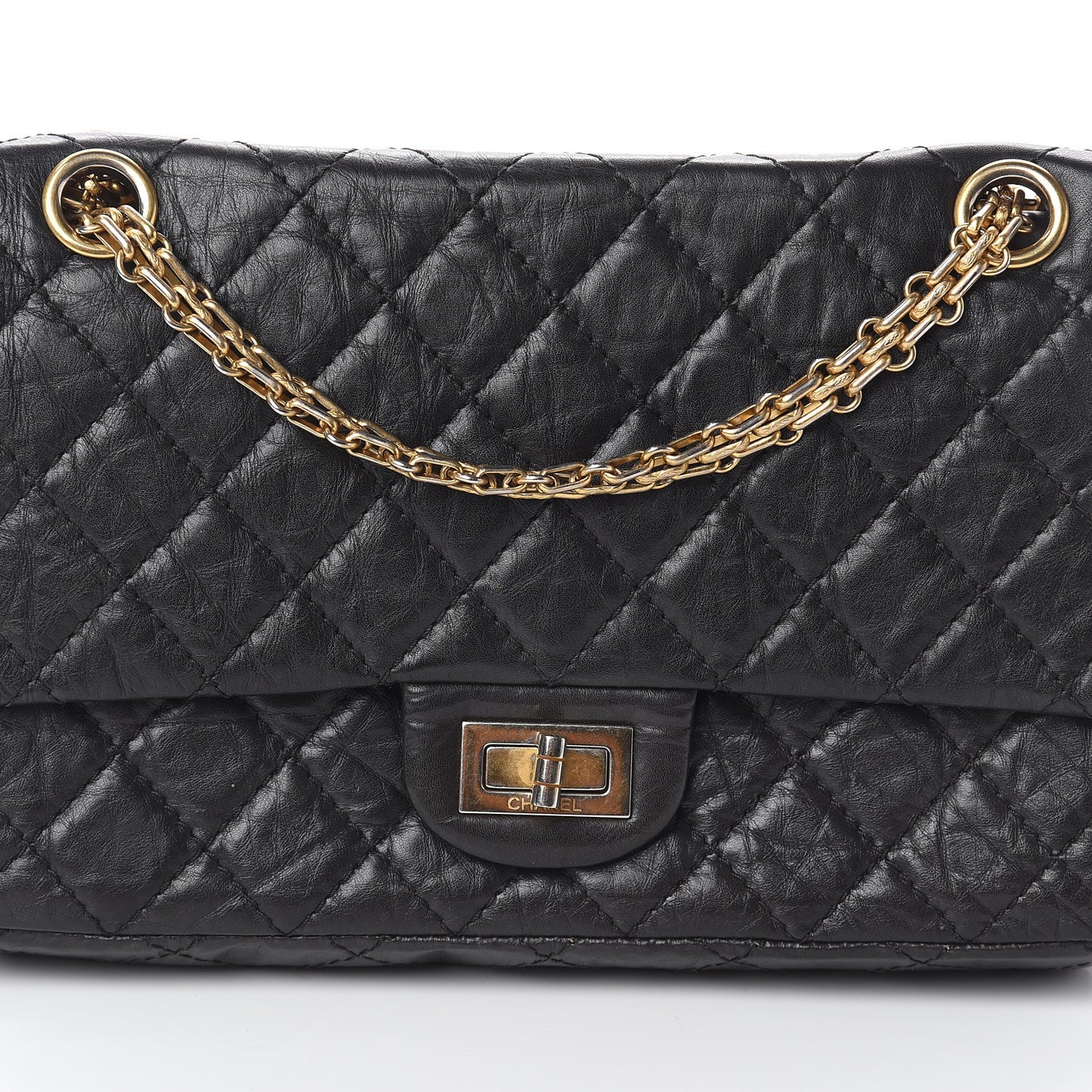 Aged Calfskin Quilted 2.55 Reissue 225 Flap Black