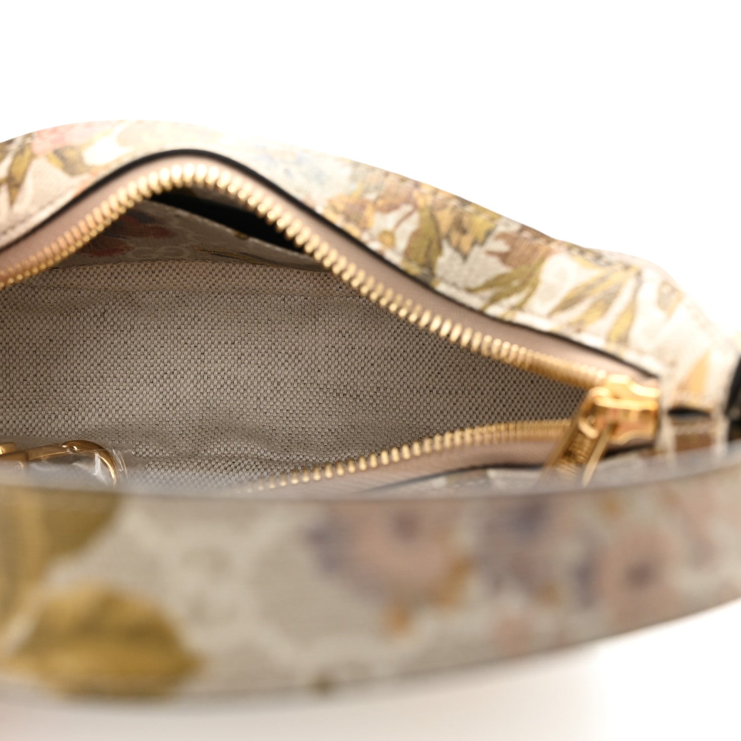 Gucci GG Supreme Monogram Water Flora Web Mini Ophidia Half Moon Hobo Beige White Multicolor 5 of 11