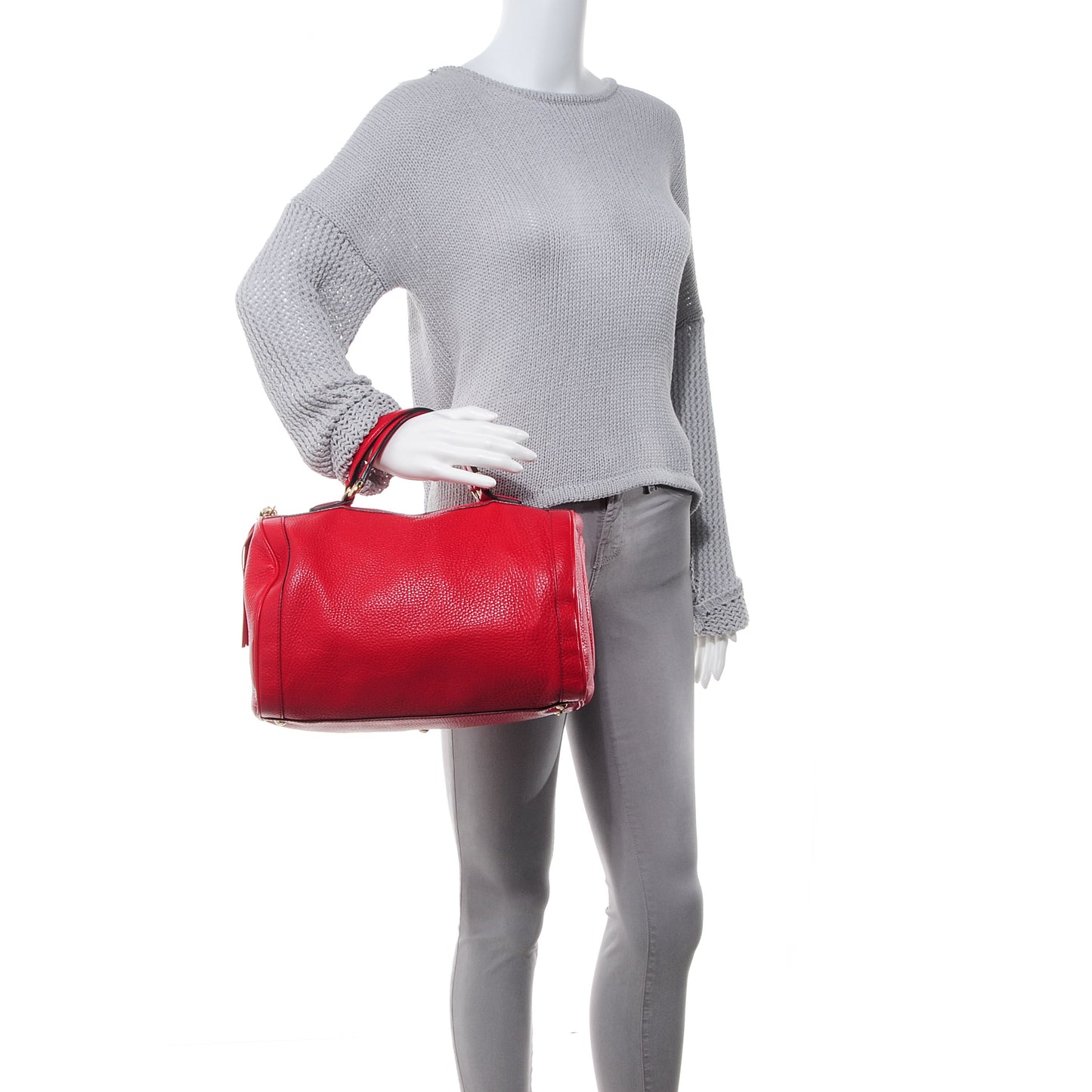 Pebbled Calfskin Medium Soho Boston Red
