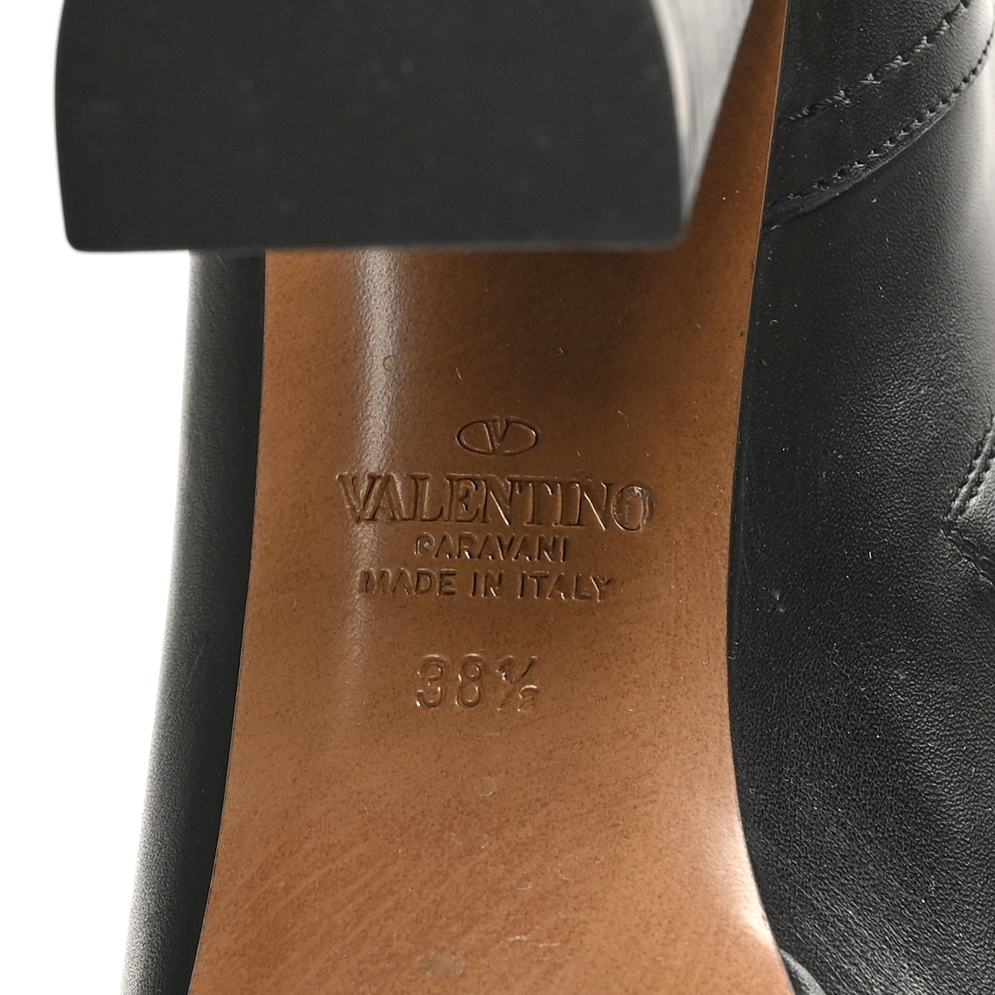 Calfskin Rockstud Knee High 100mm Platform Boots 38.5 Black