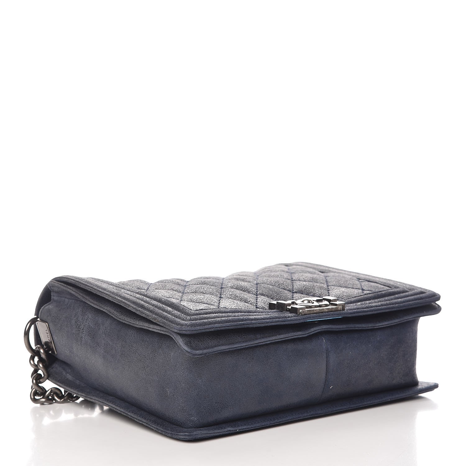 Chanel Goatskin Quilted Medium Gentle Boy Flap Navy Blue 4 of 17