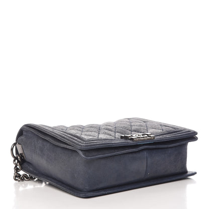 Chanel Goatskin Quilted Medium Gentle Boy Flap Navy Blue 4 of 17