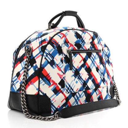 Chanel Caviar Printed Canvas Bowling Bag White Red Blue Black 3 of 10