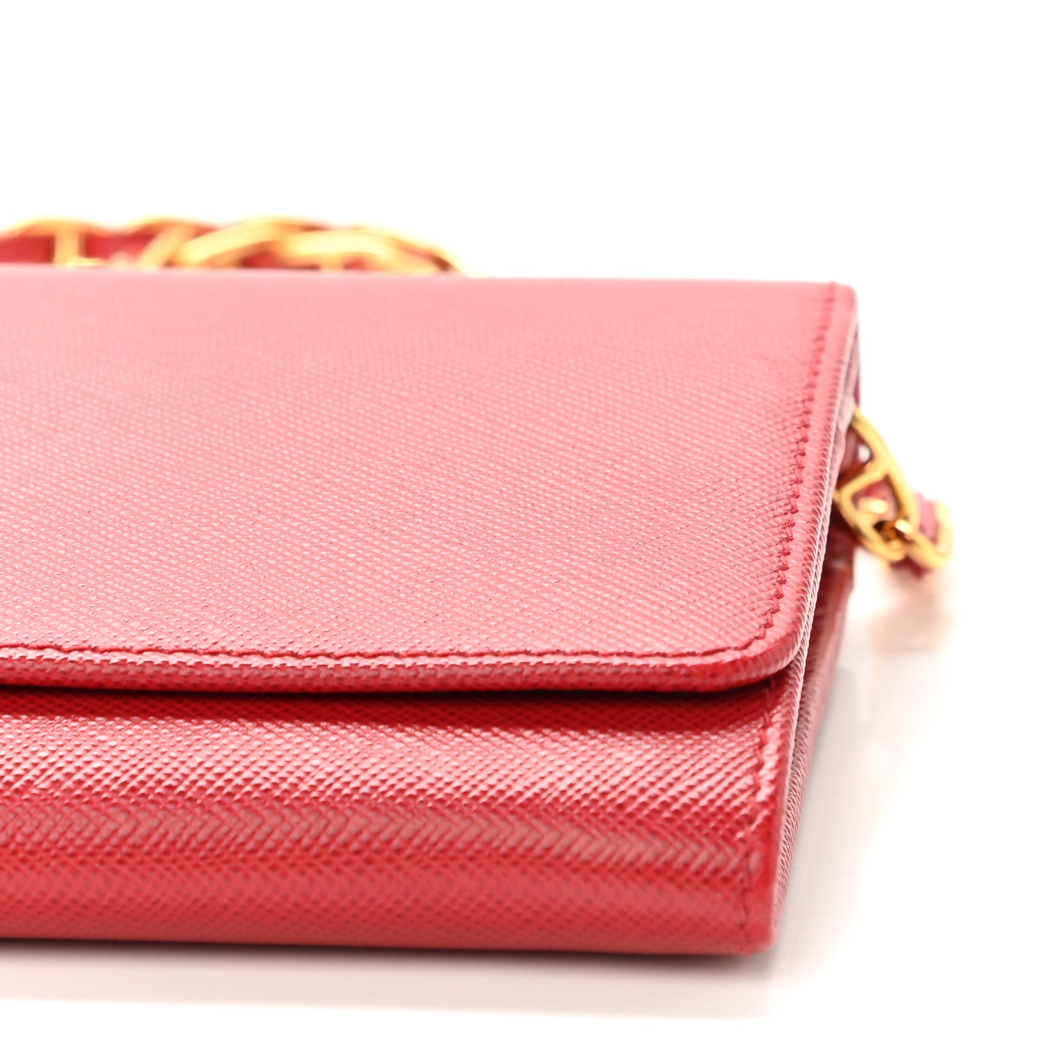 Prada Saffiano Wallet on Chain Fuoco 9 of 10
