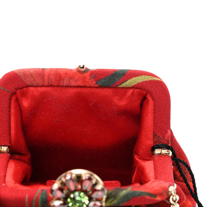 Dolce & Gabbana Fabric Printed Crystal Kiss Lock Chain Crossbody Red 9 of 9