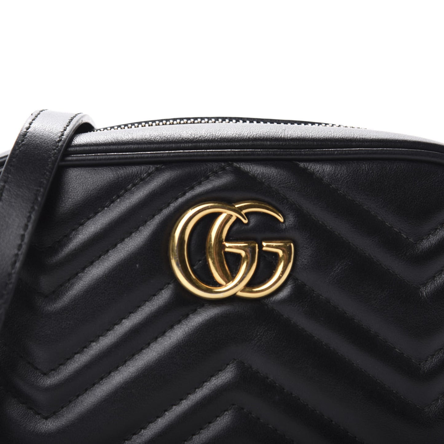 Calfskin Matelasse Mini GG Marmont Chain Shoulder Bag Black