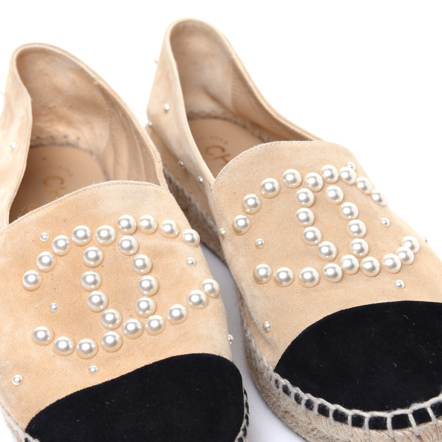 Suede Pearl CC Espadrilles 37 Beige Black