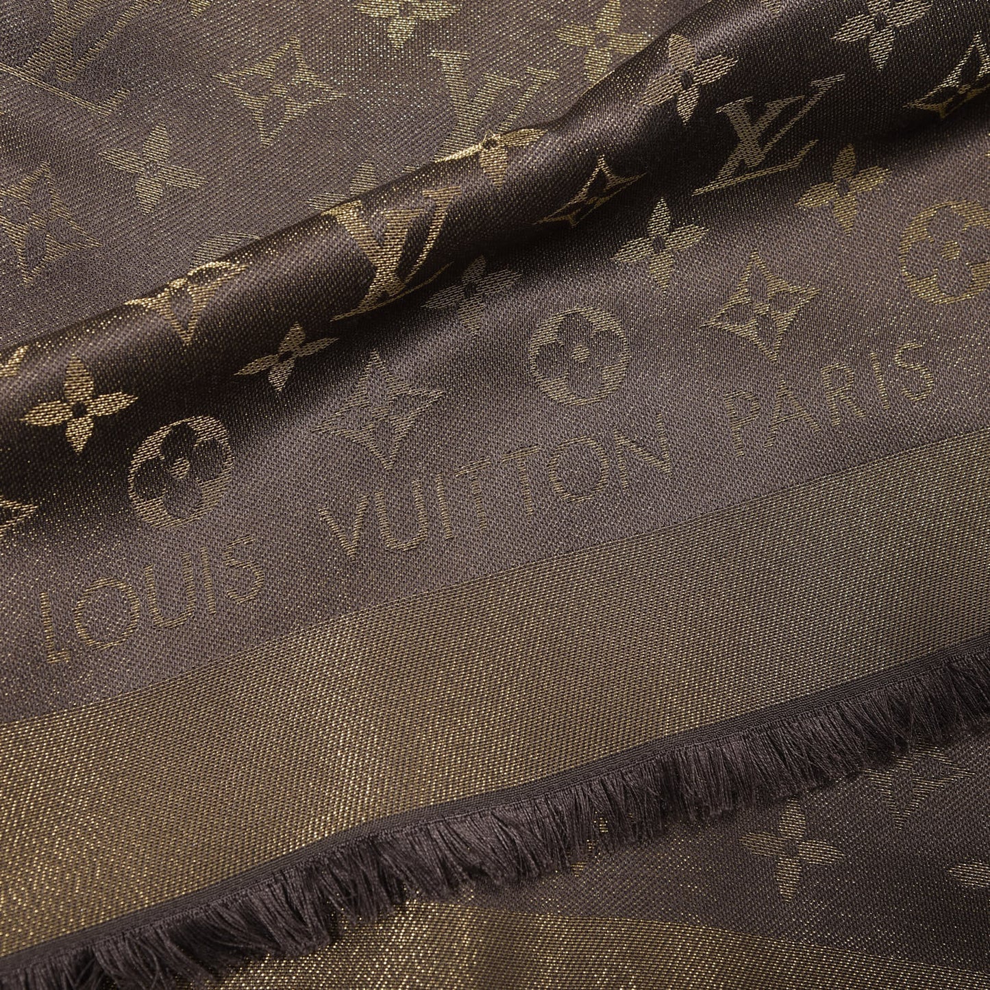 Silk Lurex Wool Monogram Shine Shawl Marron