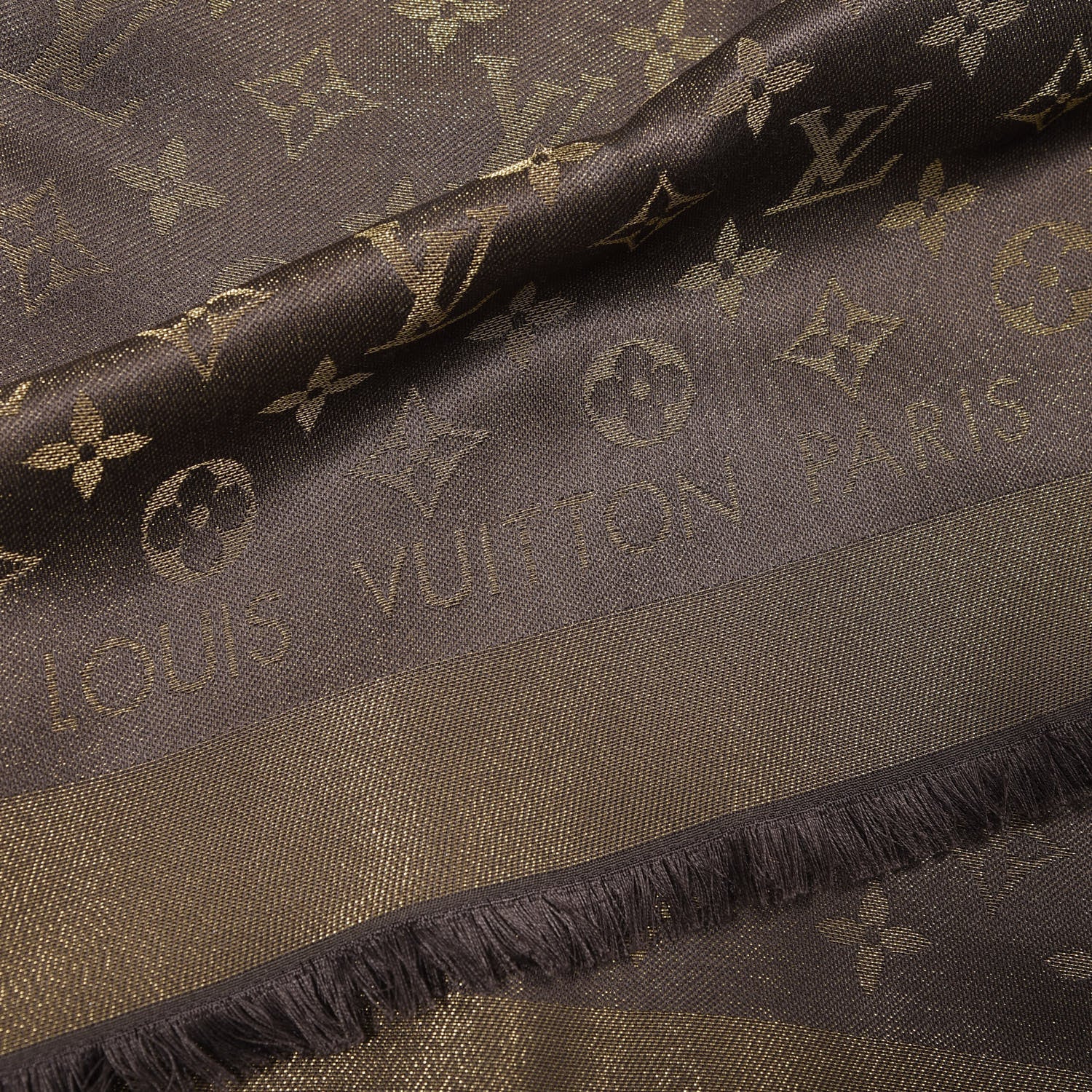 Louis Vuitton Silk Lurex Wool Monogram Shine Shawl Marron 3 of 3