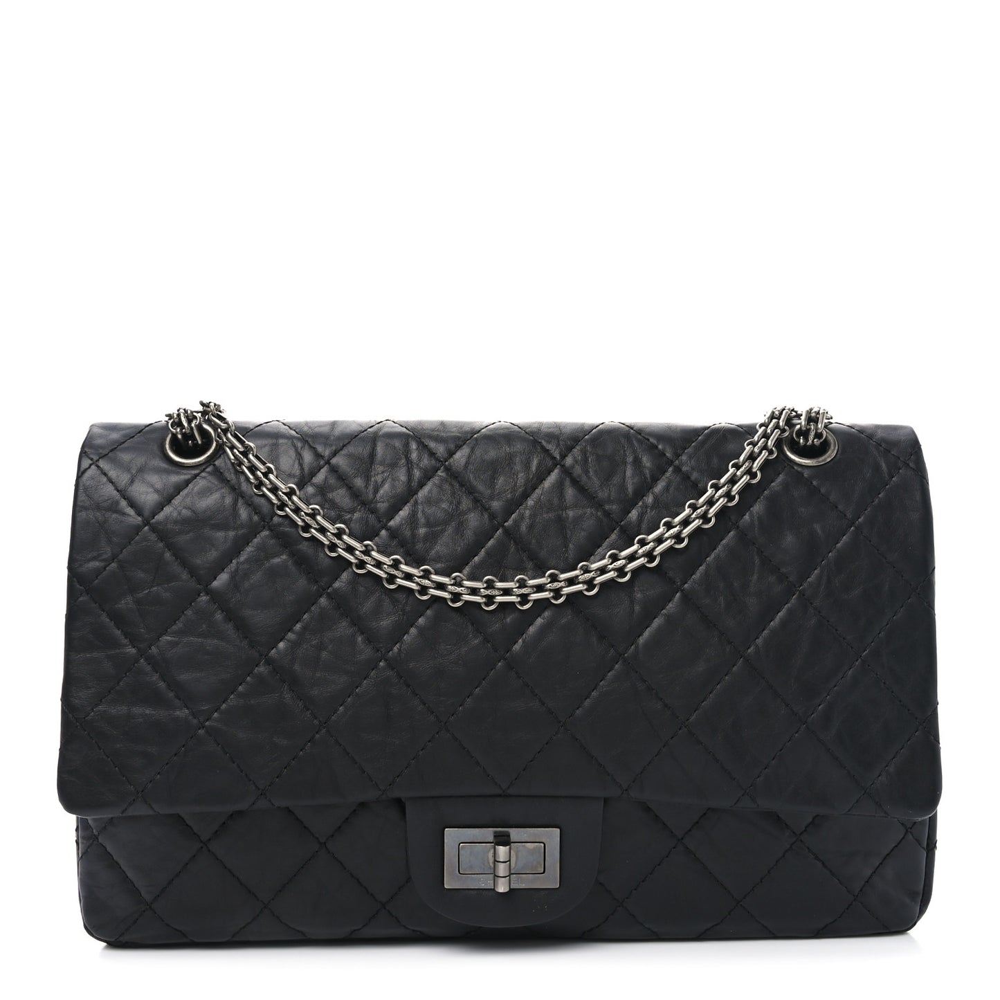Aged Calfskin Quilted 2.55 Reissue 227 Flap Black