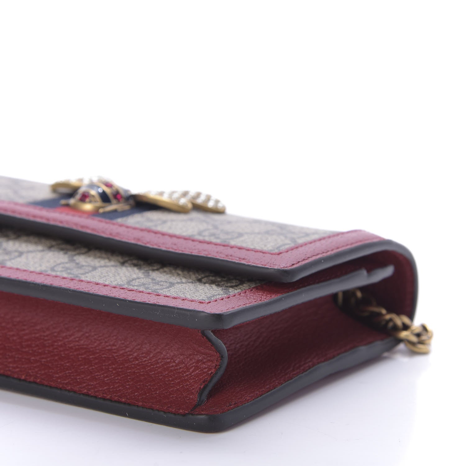Gucci GG Supreme Monogram Web Queen Margaret Chain Wallet Red 7 of 9
