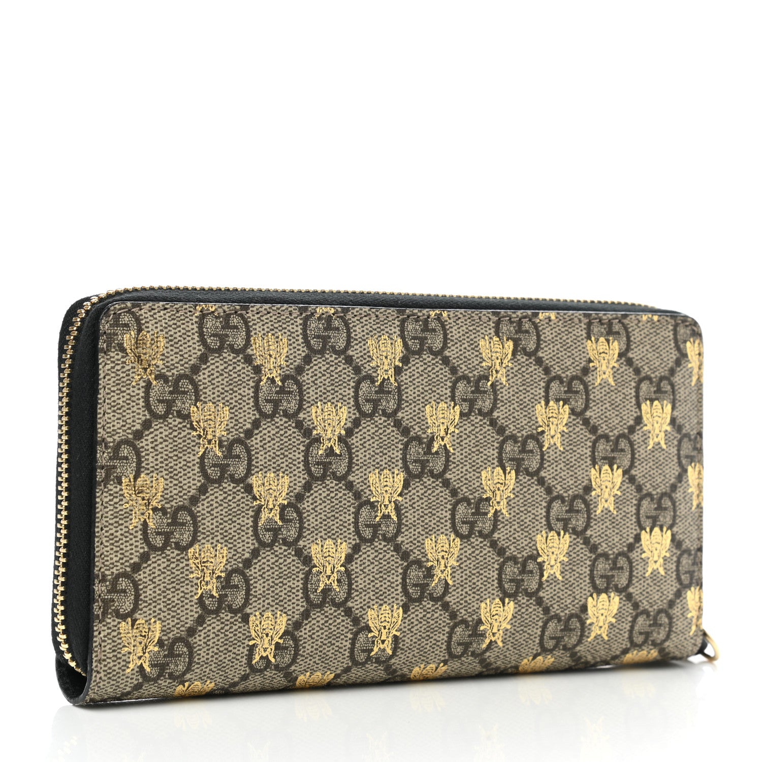 Gucci GG Supreme Monogram Bees Zip Around Wallet 3 of 9