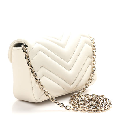 Gucci Lambskin Matelasse Mini GG Marmont Shoulder Bag White 3 of 10