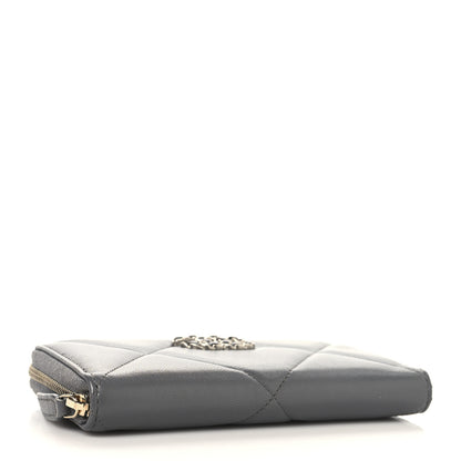 Chanel Lambskin Quilted Chanel 19 Long Zipped Around Wallet Grey 4 of 9