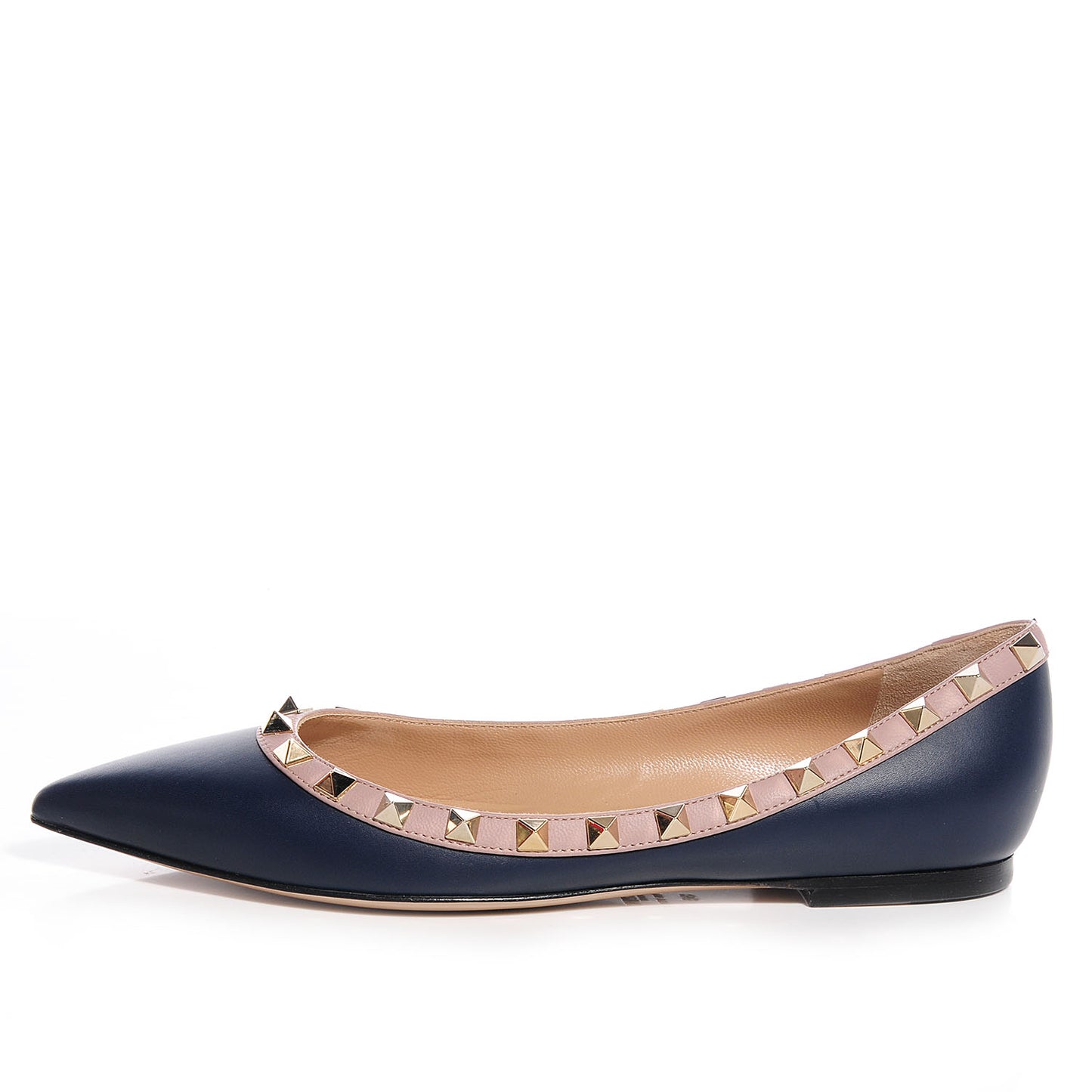 Nappa Rockstud Ballerina Flats 36 Marine Poudre