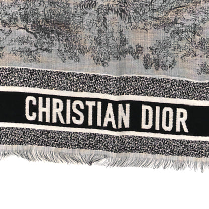 Christian Dior Cashmere Toile De Jouy Poncho Grey 2 of 3