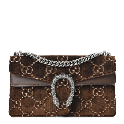 Gucci Velvet Moon Calfskin Crystal GG Monogram Small Dionysus Shoulder Bag Brown Vintage Cocoa Black Diamond 1 of 12