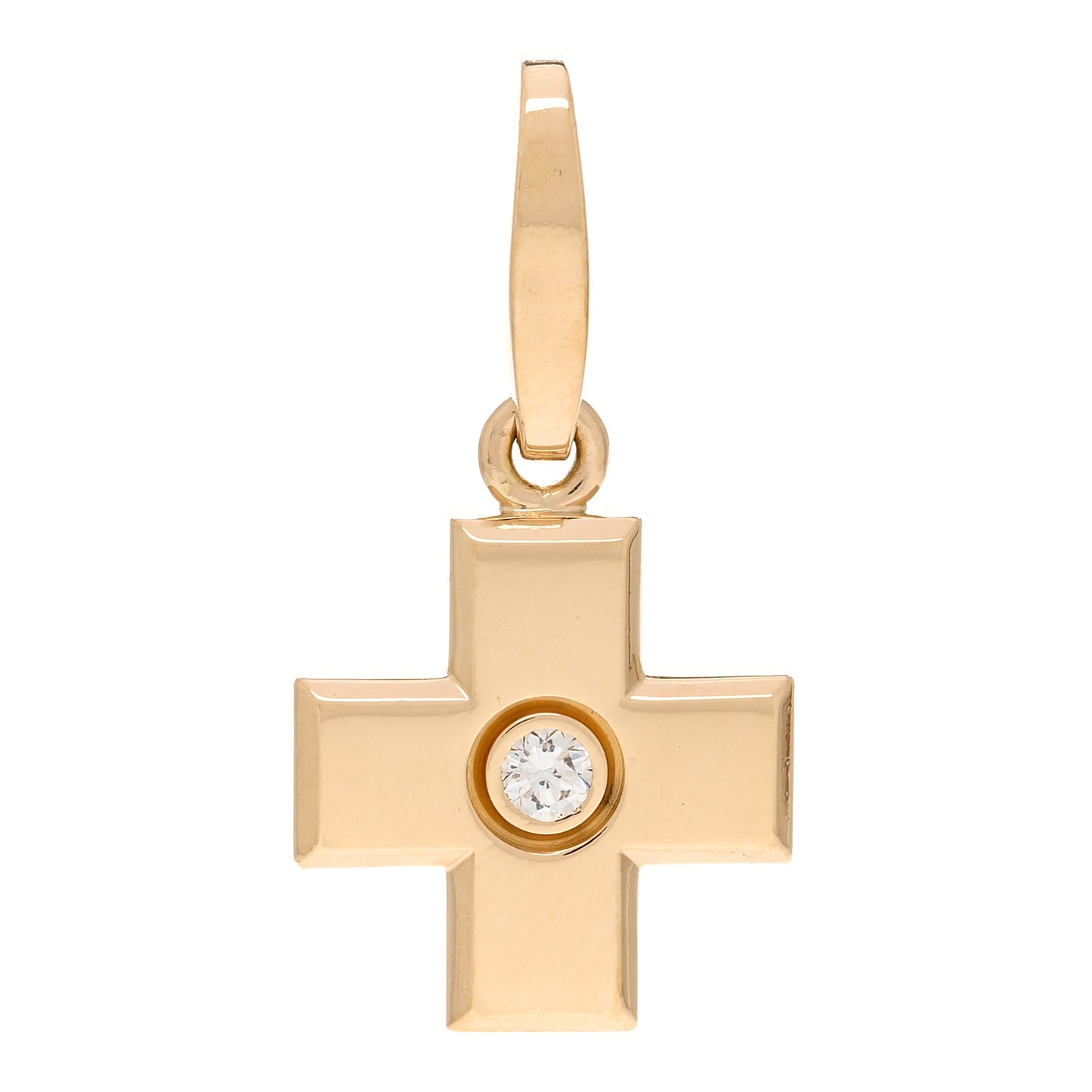 18K Yellow Gold Diamond Cross Charm