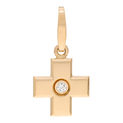 Cartier 18K Yellow Gold Diamond Cross Charm 1 of 3