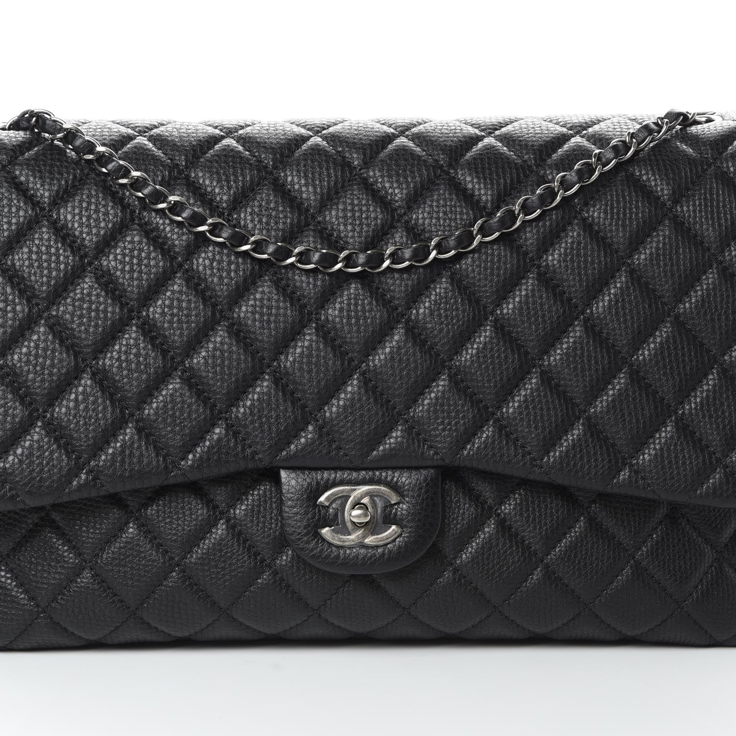 Chanel Grained Calfskin Quilted Small XXL Travel Flap Bag Black 9 of 11