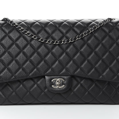 Chanel Grained Calfskin Quilted Small XXL Travel Flap Bag Black 9 of 11
