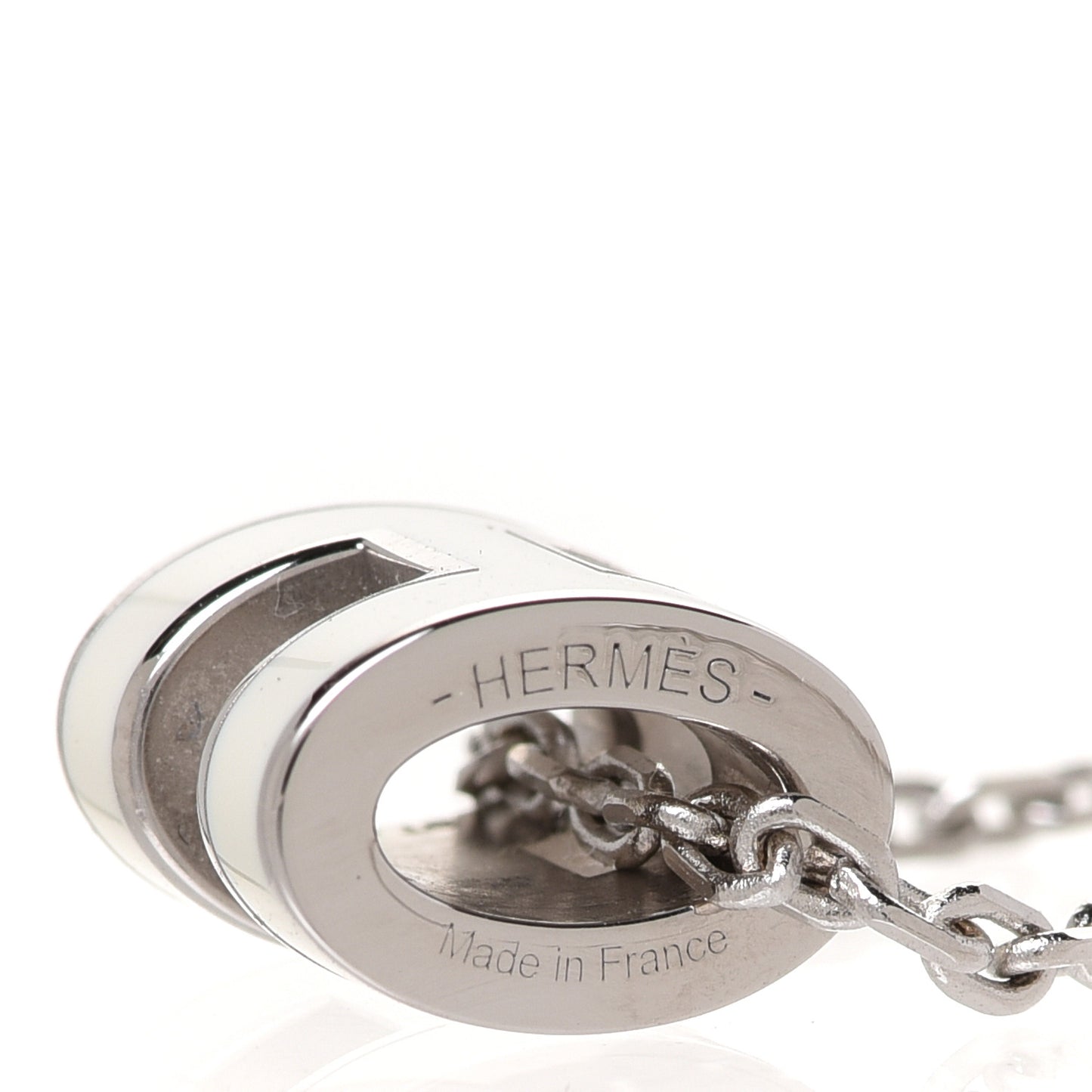 Lacquered Palladium Mini Pop H Pendant Necklace White