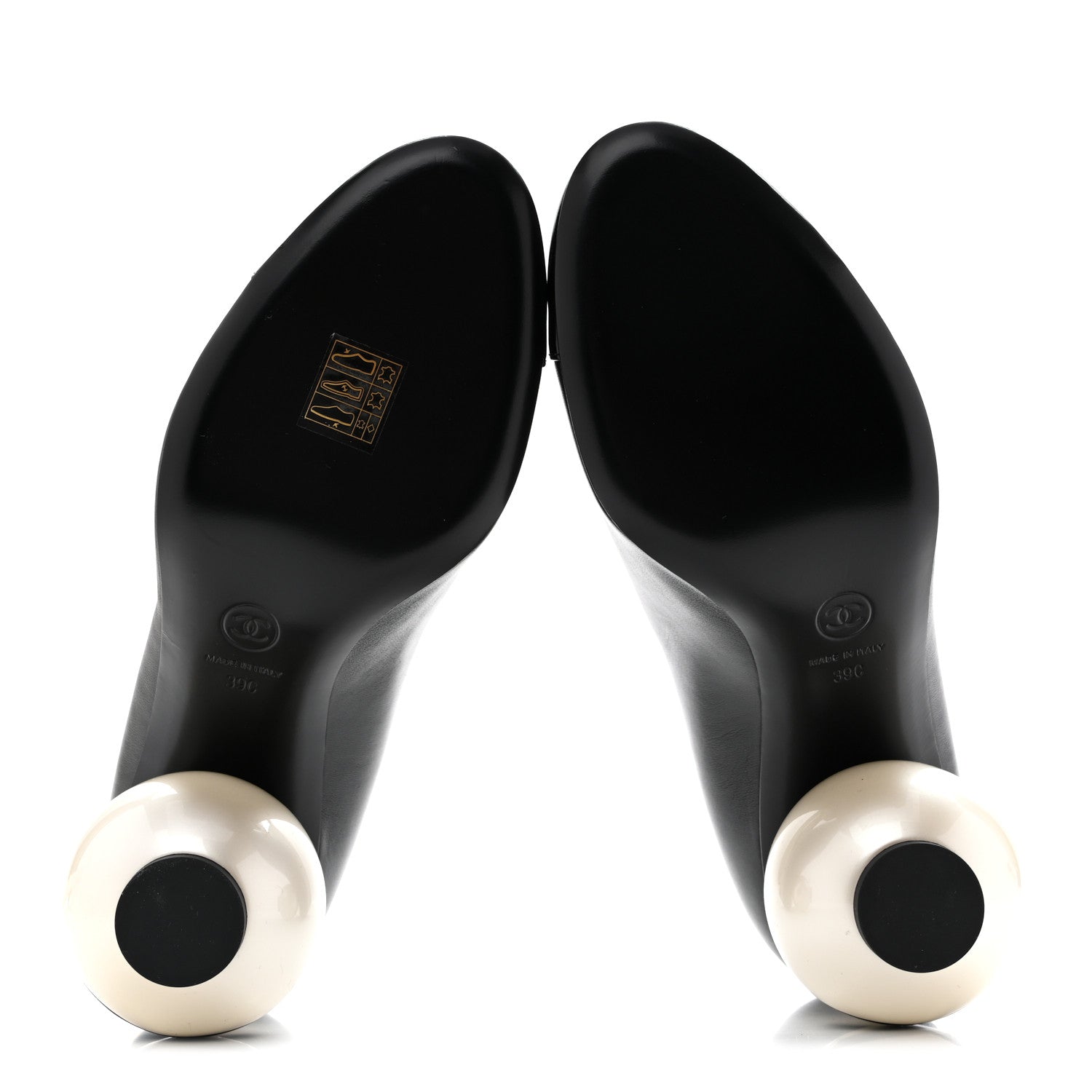 Chanel Lambskin Patent Cap Toe Pearl Ball Mary Janes 39 Black 7 of 10
