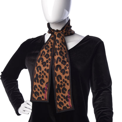 Louis Vuitton Silk Leopard Bandeau Scarf Marron 2 of 4