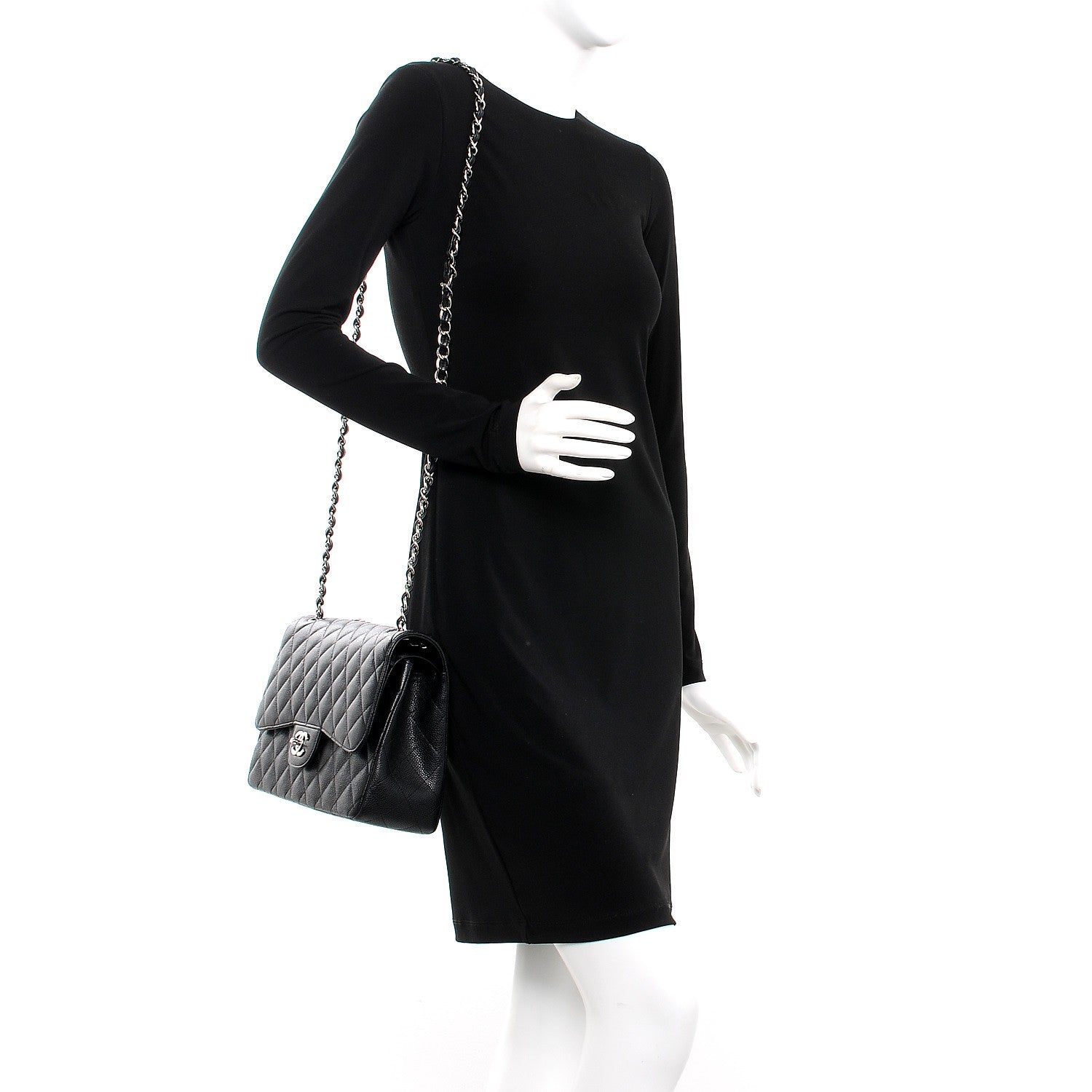 Chanel Caviar Quilted Jumbo Double Flap Black 2 of 11