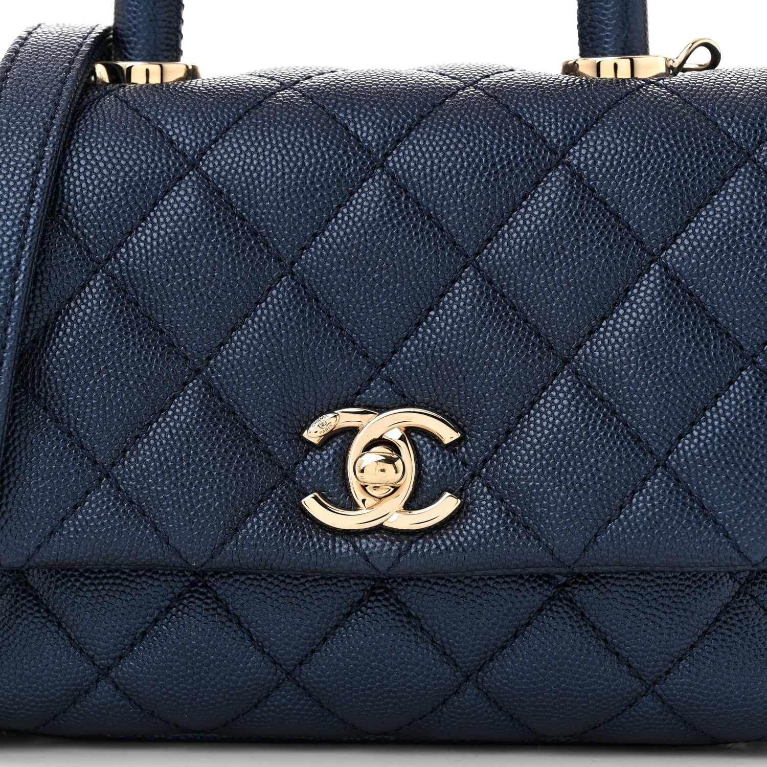 Chanel Iridescent Caviar Quilted Extra Mini Coco Handle Flap Dark Blue 8 of 10