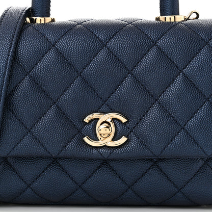 Chanel Iridescent Caviar Quilted Extra Mini Coco Handle Flap Dark Blue 8 of 10