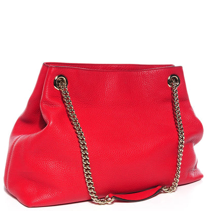 Gucci Pebbled Calfskin Medium Soho Chain Shoulder Bag Red 3 of 9