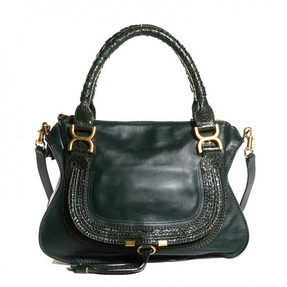 Chloe Calfskin Python Medium Marcie Satchel Green Blue 1 of 18
