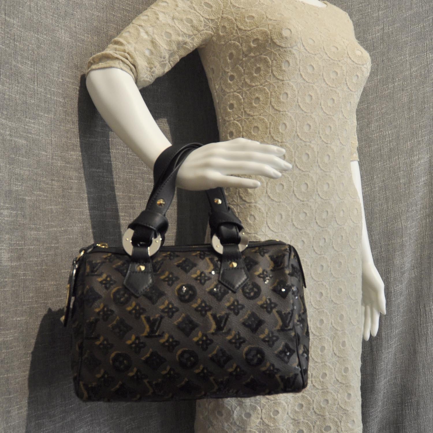 Louis Vuitton Monogram Sequins Eclipse Speedy 28 Black 2 of 8