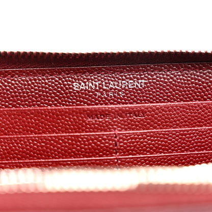 Saint Laurent Grain De Poudre Matelasse Chevron Monogram Zip Around Wallet Palissandre 6 of 9