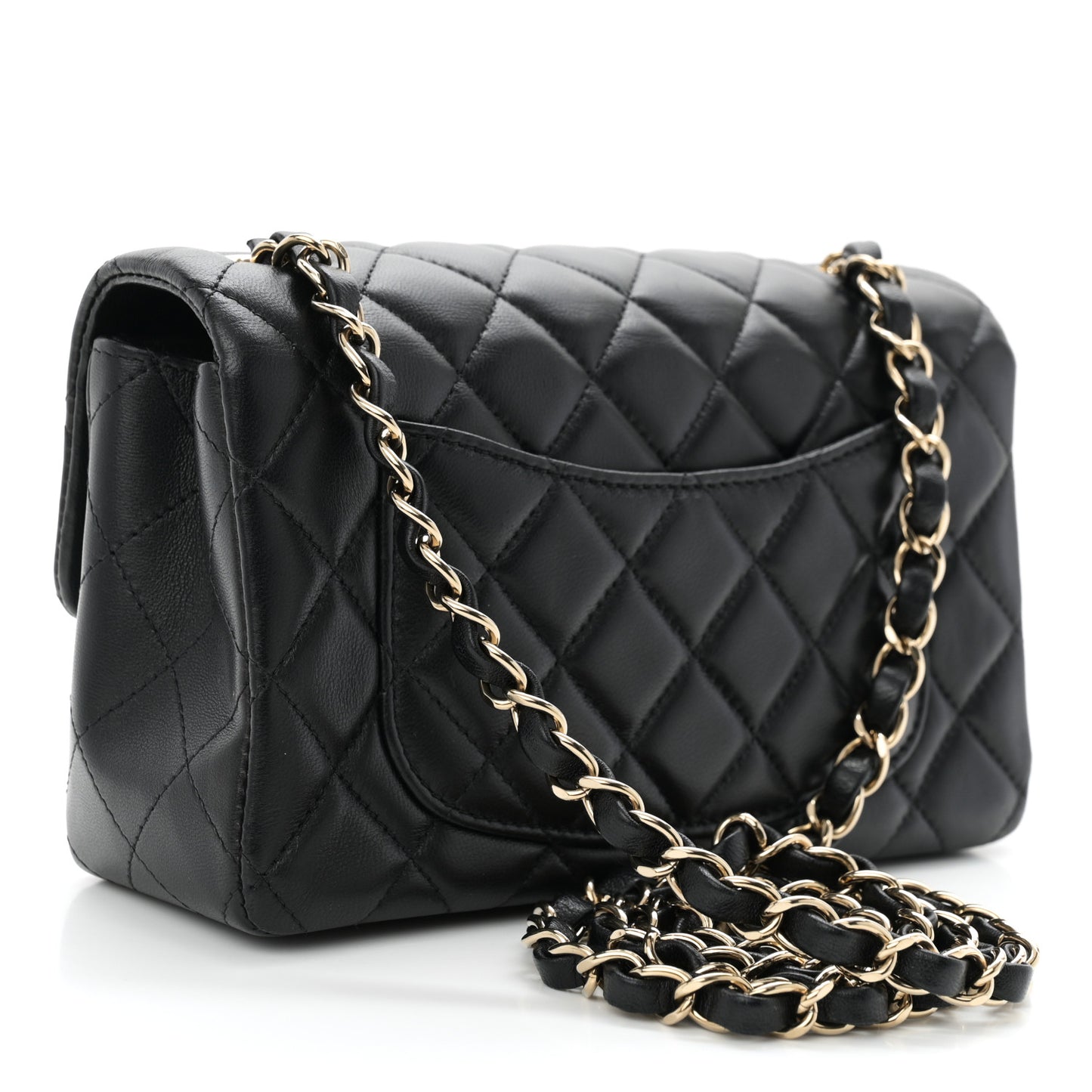 Lambskin Quilted Mini Rectangular Flap Black